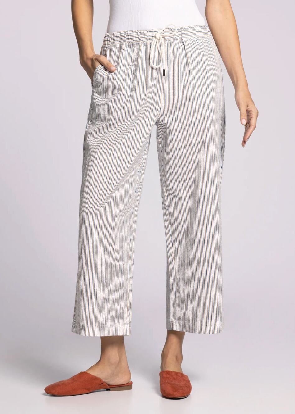 Thread & Supply Anita Striped Wide Leg Pants Size Small Cotton Drawstring